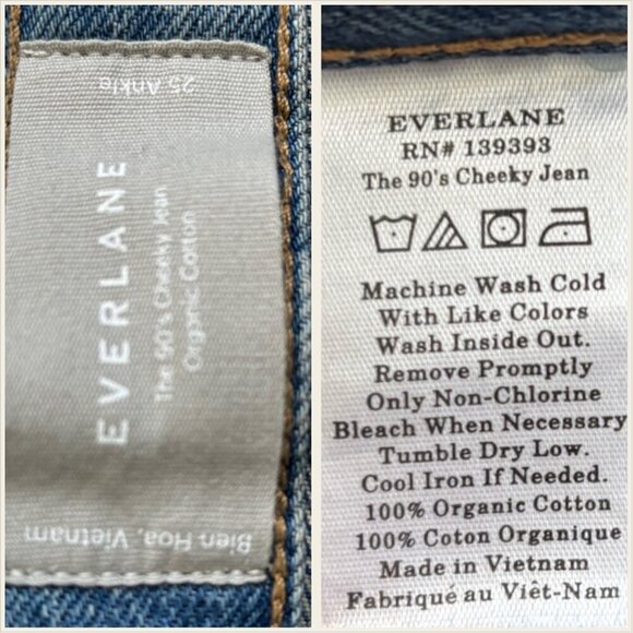 Everlane The 90s Cheeky Sz 25 Medium Wash Organic Cotton Button Fly - Picture 6 of 6